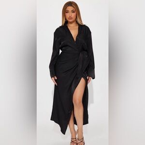Fashion Nova Dani Maxi Shirt Dress - Black 1X